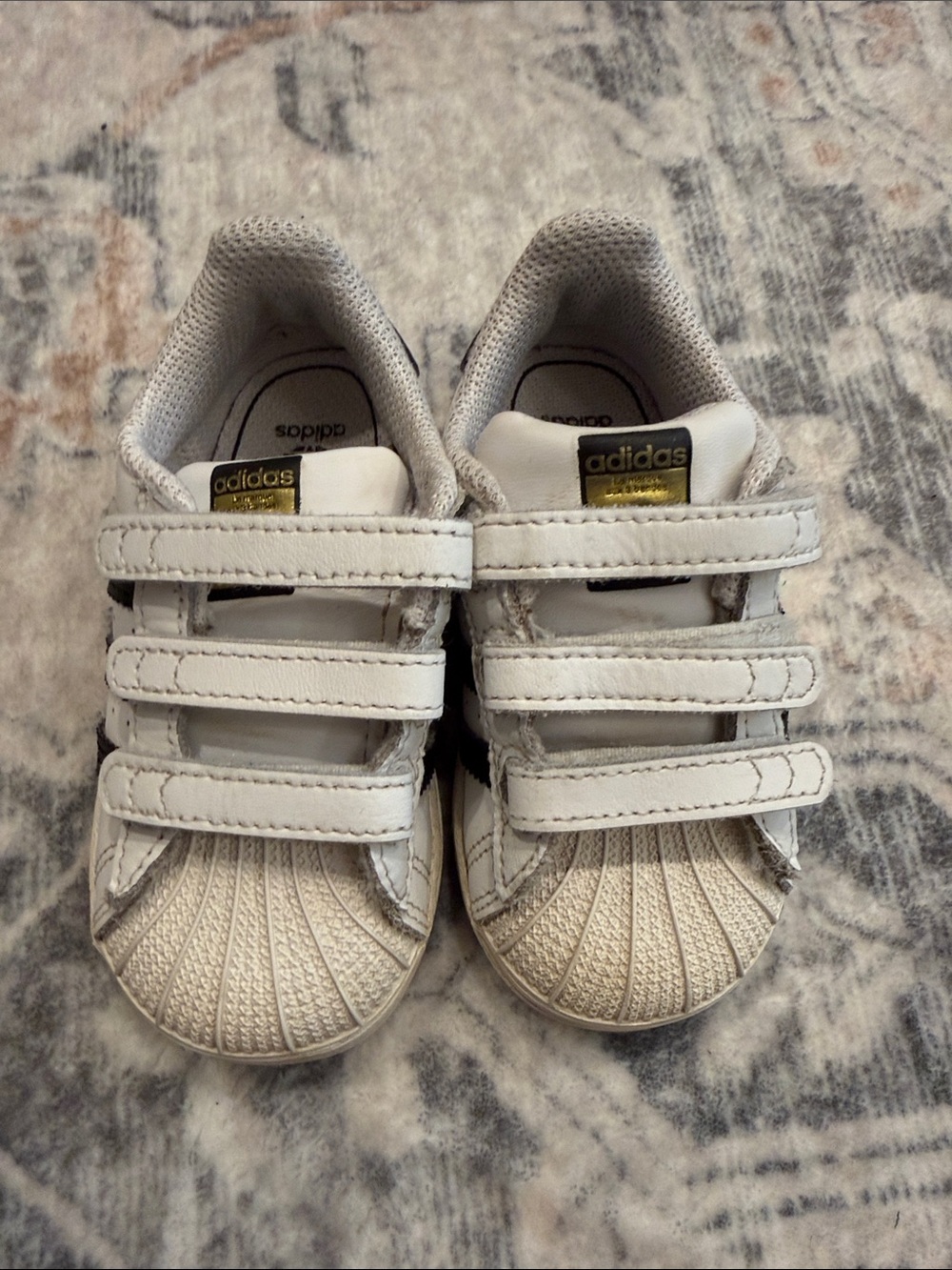 adidas Kids White and Black Triple Velcro Sneakers